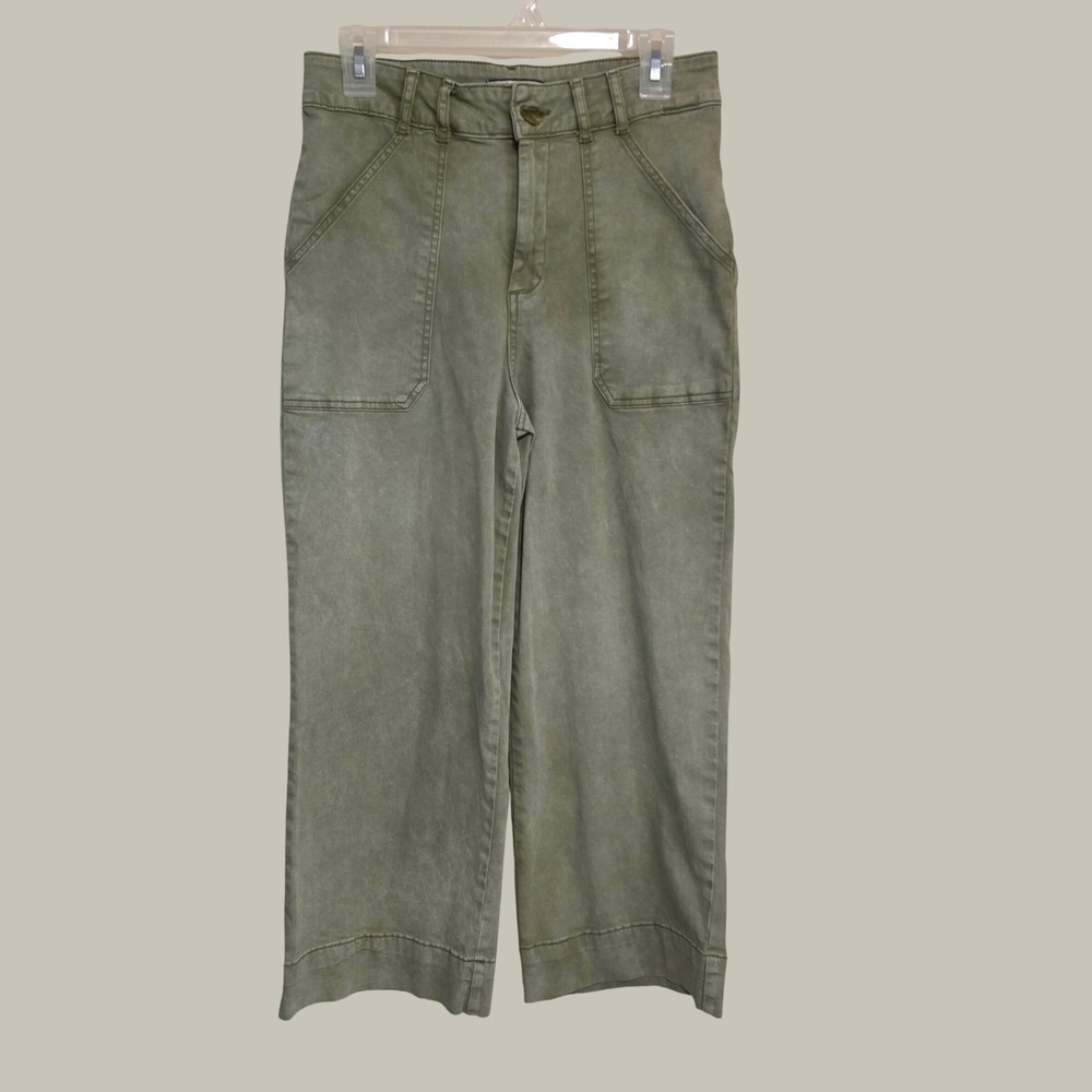 Y2K Style Bagatelle Womens Wide Leg Utility Pant Size 10 Green Faded Paratrooper